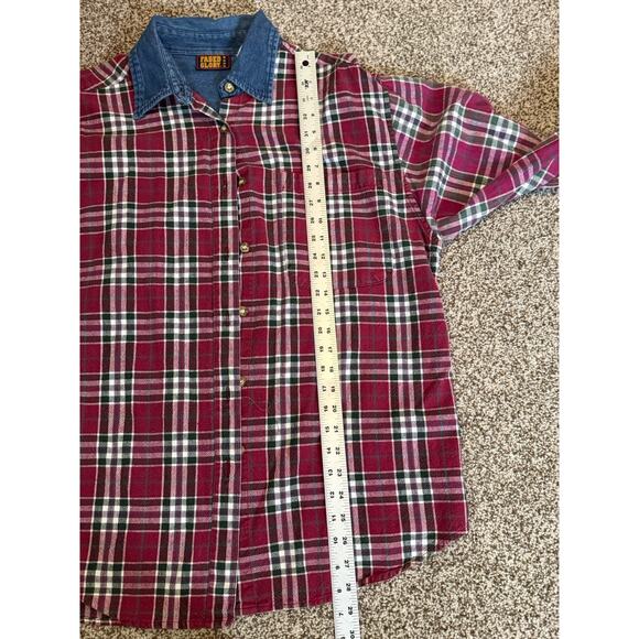 Vintage Faded Glory Long Sleeve Size XL Blue Denim Collar Shirt Is Red plaid. - Picture 4 of 6